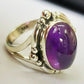 925 SOLID STERLING SILVER NATURAL PURPLE AMETHYST GEMSTONES HANDMADE RING, ALL SIZES AVAILABLE