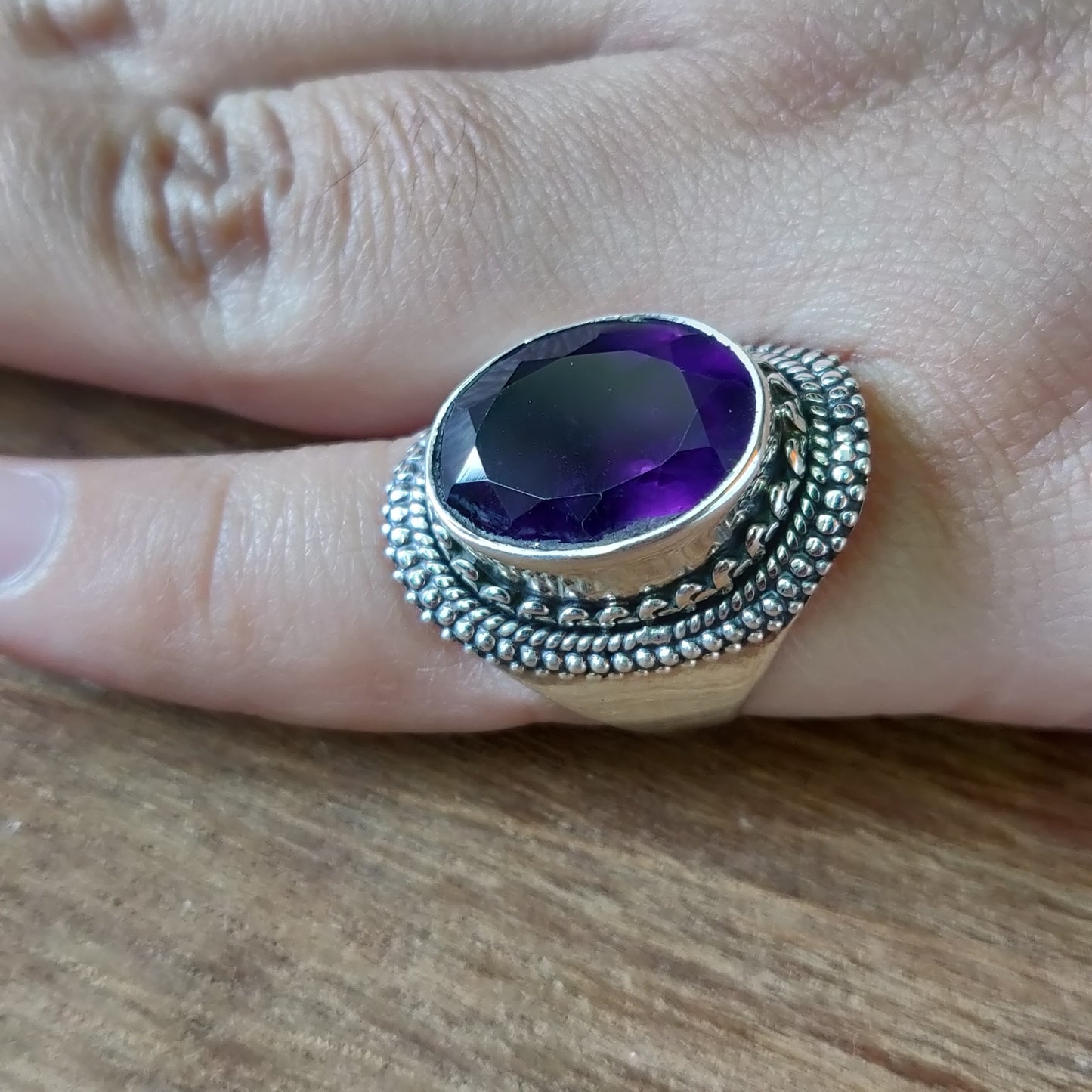 925 SOLID STERLING SILVER NATURAL PURPLE AMETHYST GEMSTONES HANDMADE RING, ALL SIZES AVAILABLE