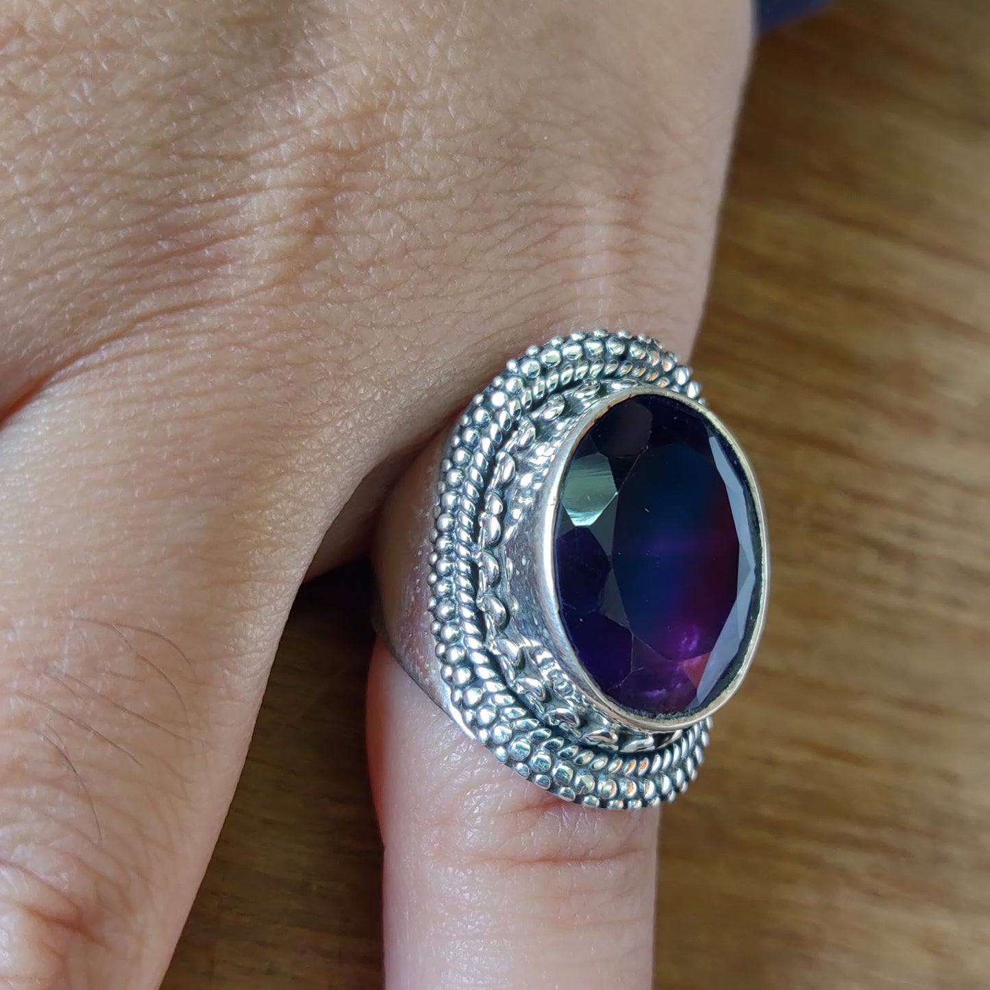 925 SOLID STERLING SILVER NATURAL PURPLE AMETHYST GEMSTONES HANDMADE RING, ALL SIZES AVAILABLE