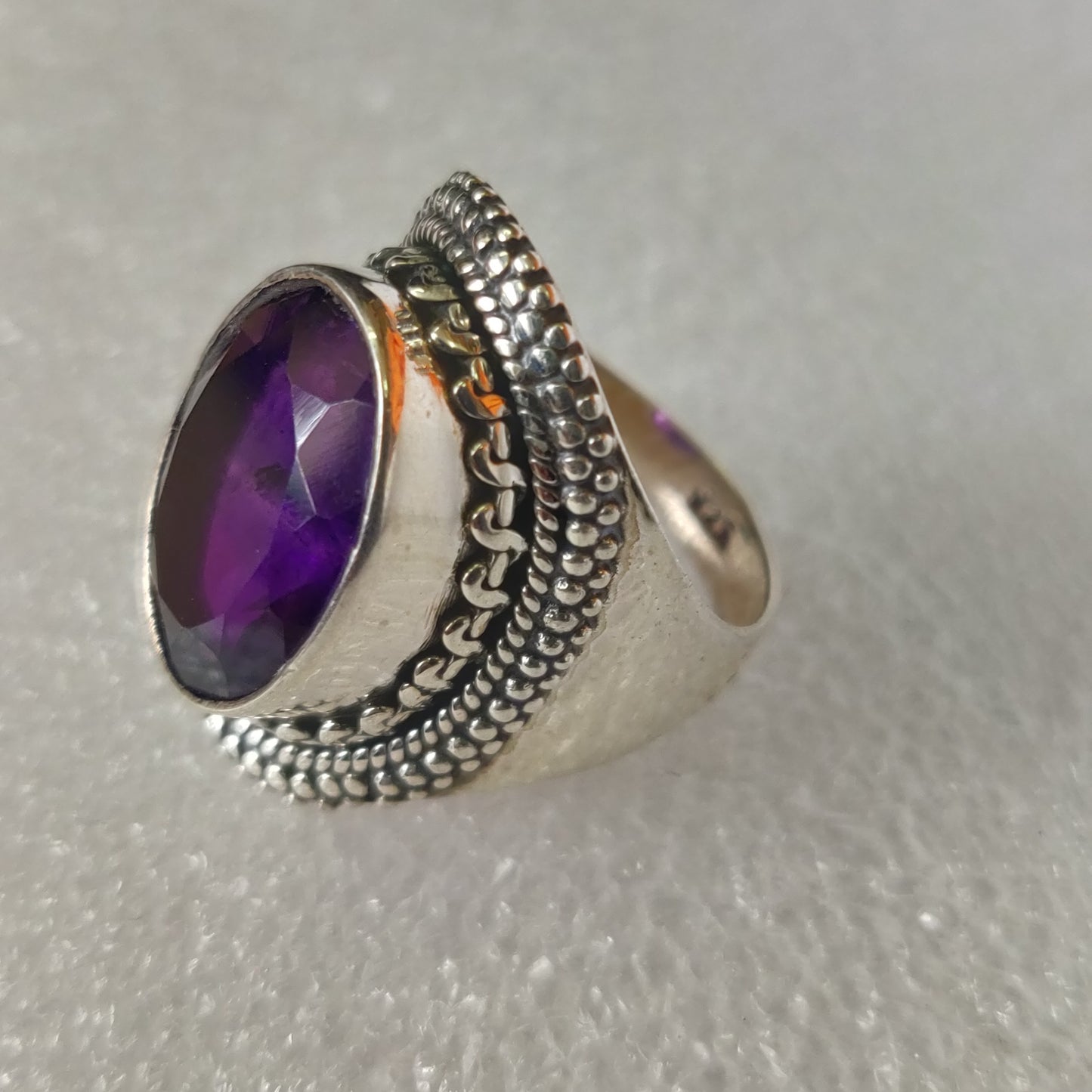 925 SOLID STERLING SILVER NATURAL PURPLE AMETHYST GEMSTONES HANDMADE RING, ALL SIZES AVAILABLE