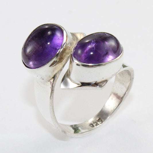 925 SOLID STERLING SILVER NATURAL PURPLE AMETHYST GEMSTONES HANDMADE RING, ALL SIZES AVAILABLE