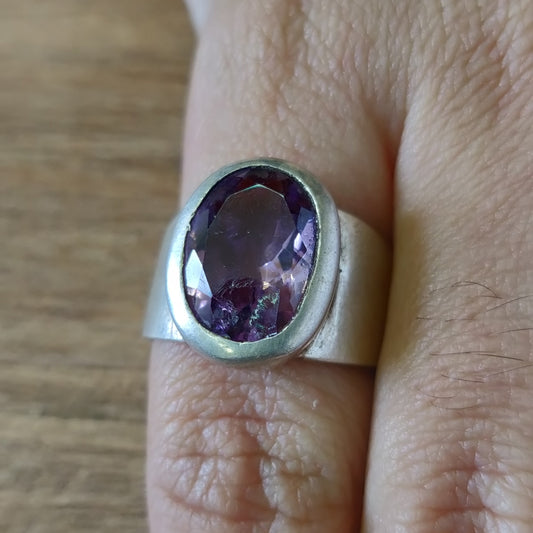 925 SOLID STERLING SILVER NATURAL PURPLE AMETHYST GEMSTONES HANDMADE RING, ALL SIZES AVAILABLE