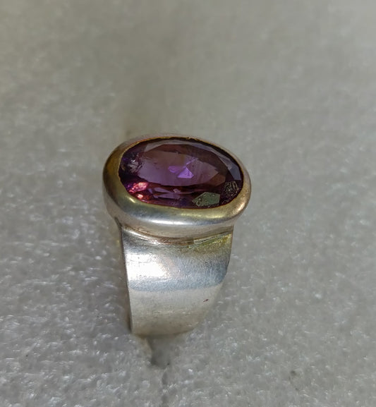 925 SOLID STERLING SILVER NATURAL PURPLE AMETHYST GEMSTONES HANDMADE RING, ALL SIZES AVAILABLE