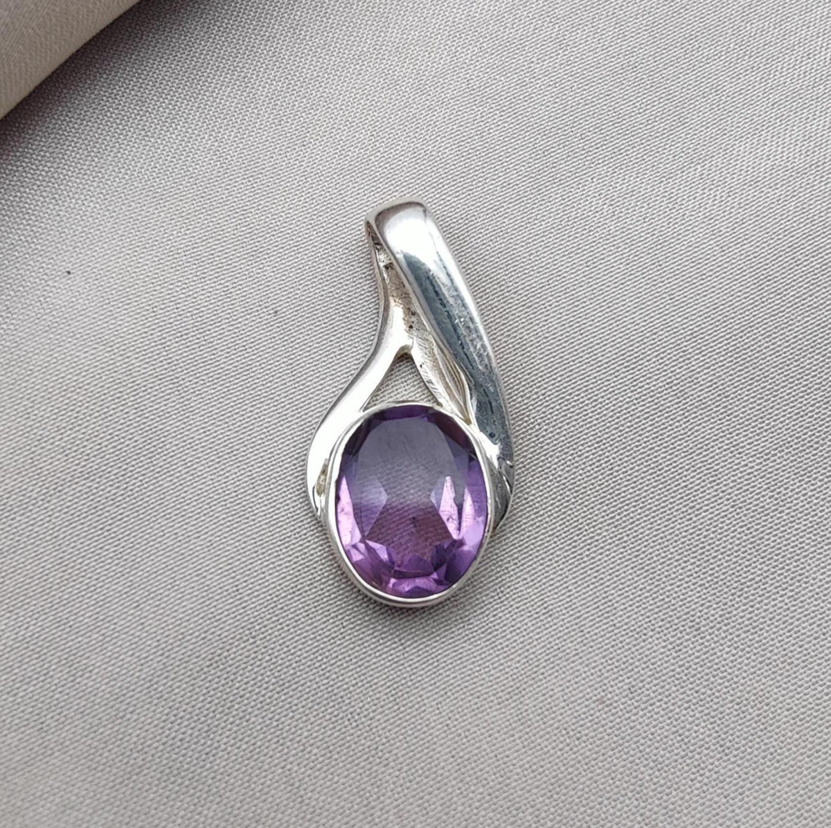Amethyst Silver Pendant: Faceted 925 Sterling Gemstone, February Birthstone