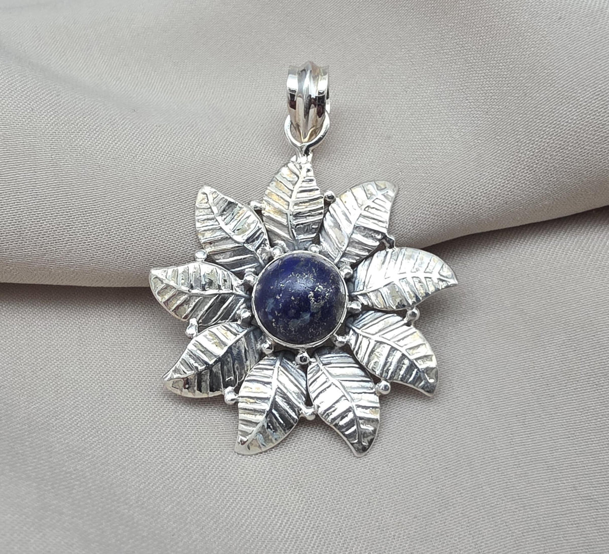 Lapis Lazuli Pendant: 925 Sterling Silver Floral Filigree Necklace
