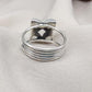 Rainbow Moonstone Floral Cluster Ring: Handmade 925 Sterling Silver