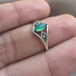 Green Onyx Ring Marquise Cut 925 Sterling Silver Boho Geometric Statement Jewelry