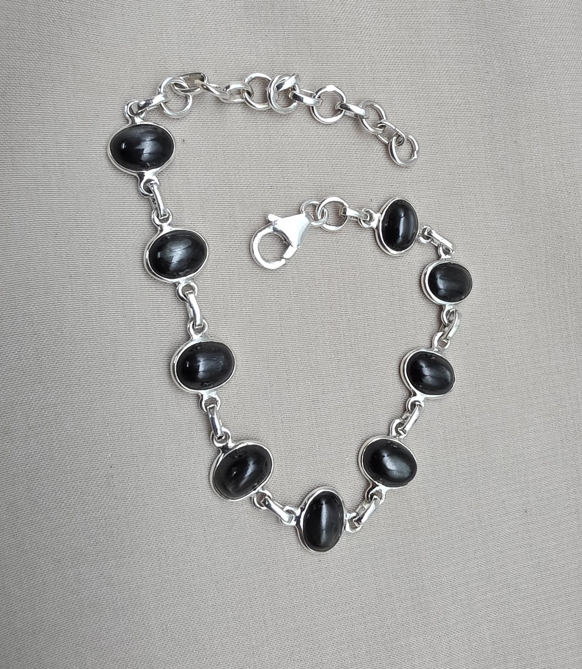 Natural Black Star 925 Sterling Silver Bracelet : Gemstone Jewelry