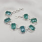 925 Sterling Silver Green Onyx Bracelet Bold Statement Gemstone Link Bracelet Gift for Her