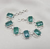 925 Sterling Silver Green Onyx Bracelet Bold Statement Gemstone Link Bracelet Gift for Her