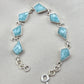 925 Sterling Silver Amazonite Bracelet Geometric Link Bracelet Blue Gemstone Jewelry