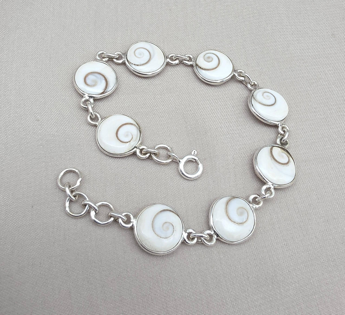 Shiva Eye Bracelet 925 Silver Shell Bracelet Spiritual Protection Jewelry Gift for Her