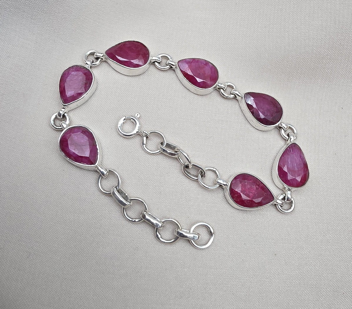 Ruby 925 Sterling Silver Bracelet Natural Handmade July Birthstone Jewelry