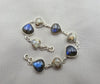 925 Sterling Silver Labradorite & Copper Calcite Bracelet Natural Gemstone Link Bracelet Handmade Boho Jewelry
