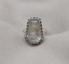 Golden Rutile Ring: 925 Sterling Silver Coffin Shape, Vintage Style