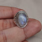 Rainbow Moonstone Ring: Handmade 925 Sterling Silver Boho Statement