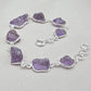 Raw Amethyst 925 Sterling Silver Link Bracelet – Boho Gemstone Jewelry