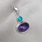 Amethyst Turquoise Pendant: Handmade 925 Sterling Silver Boho Necklace