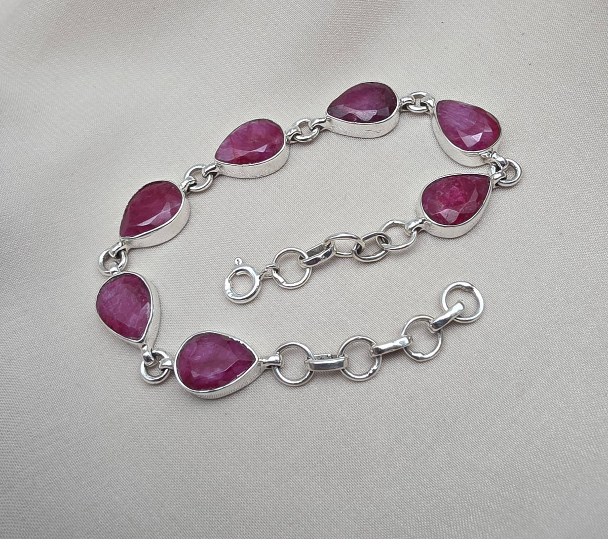 Ruby 925 Sterling Silver Bracelet Natural Handmade July Birthstone Jewelry