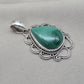 Teardrop Malachite Pendant: 925 Sterling Silver Healing Crystal Necklace