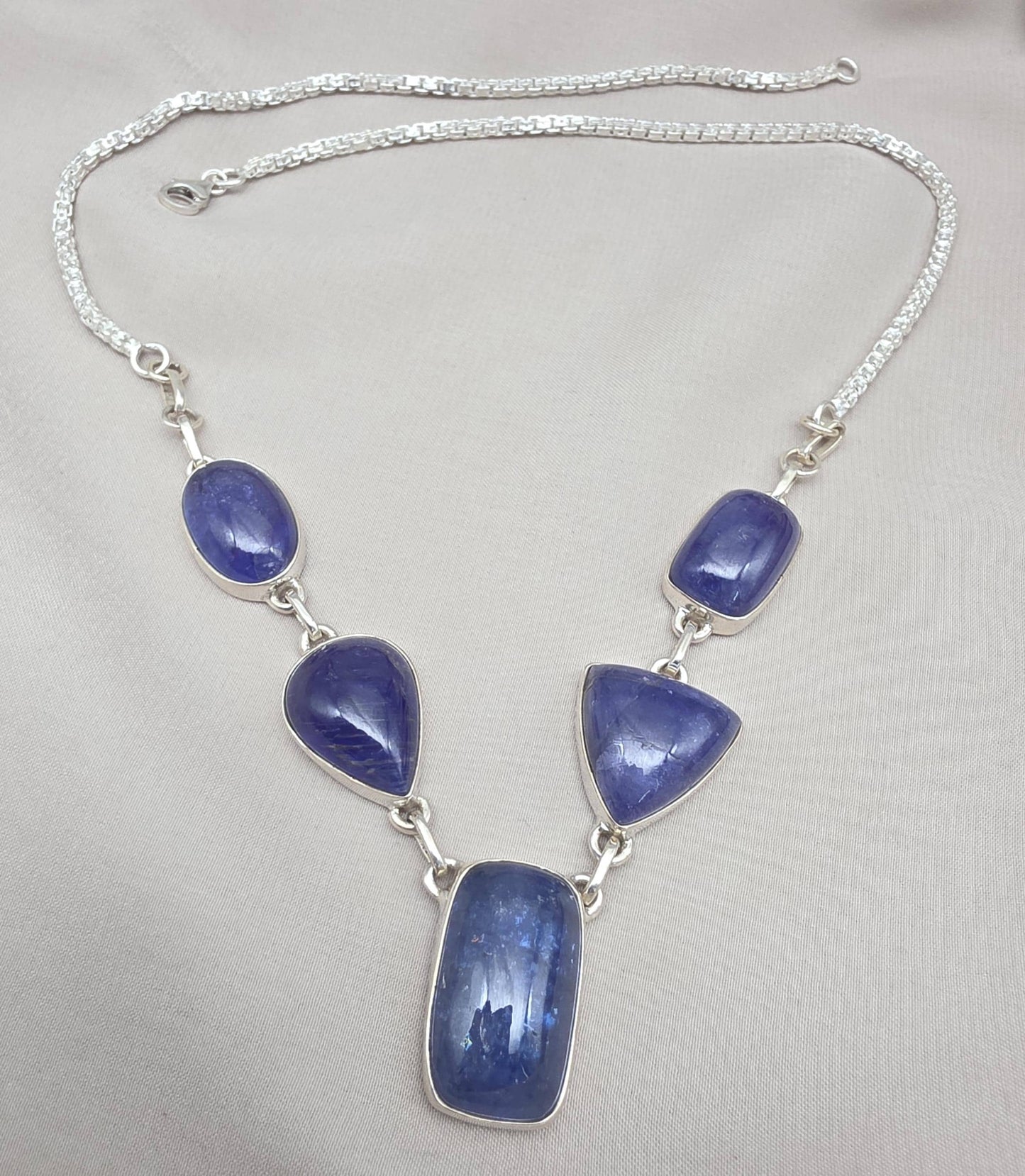Natural Tanzanite Necklace 925 Sterling Silver Blue Gemstone Statement Jewelry Gift for Her