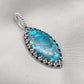 Blue Copper Turquoise Pendant: Sterling Silver Marquise Boho Necklace