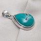 Tibetan Turquoise Pear Pendant: Sterling Silver Boho Necklace