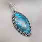Blue Copper Turquoise Pendant: Sterling Silver Marquise Boho Necklace