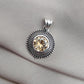 Citrine Silver Pendant: Vintage 925 Sterling, Beaded Boho Jewelry