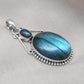 Labradorite Pendant: 925 Sterling Silver Blue Flash Boho Necklace