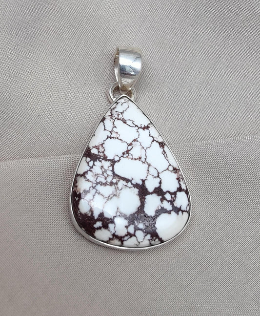 925 Sterling Silver Wild Horse Jasper Pendant Necklace: Teardrop, Boho Healing Crystal