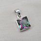 Mystic Topaz Pendant: 925 Sterling Silver Jewelry Handmade Square Gemstone Necklace Gift for Her