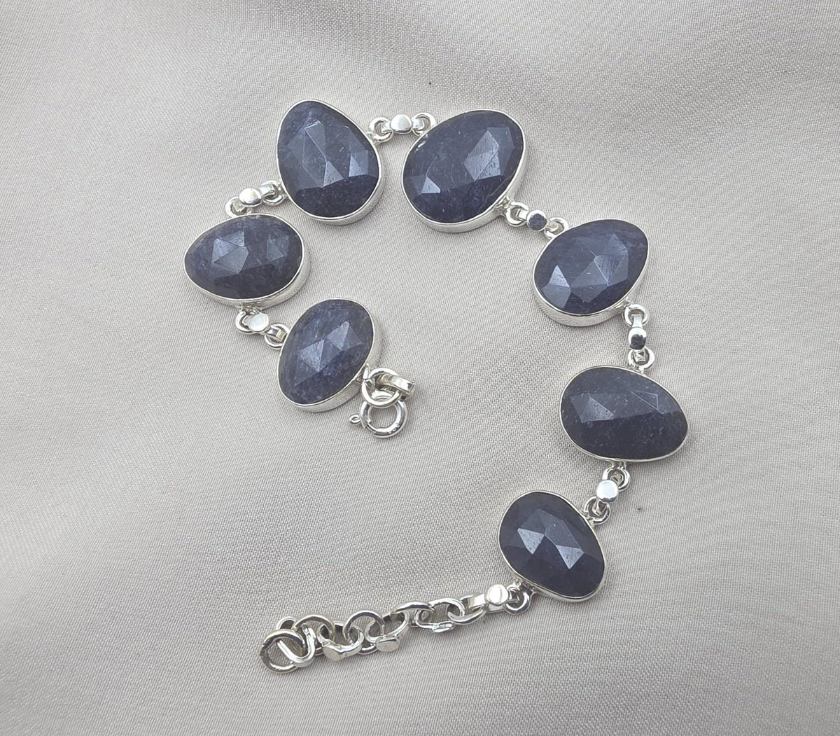 925 Sterling Silver Blue Sapphire Bracelet Faceted Sapphire Jewelry September Birthstone