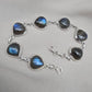 Natural Labradorite Bracelet 925 Sterling Silver, Blue Flash Labradorite Gemstone Jewelry Birthstone Gifts