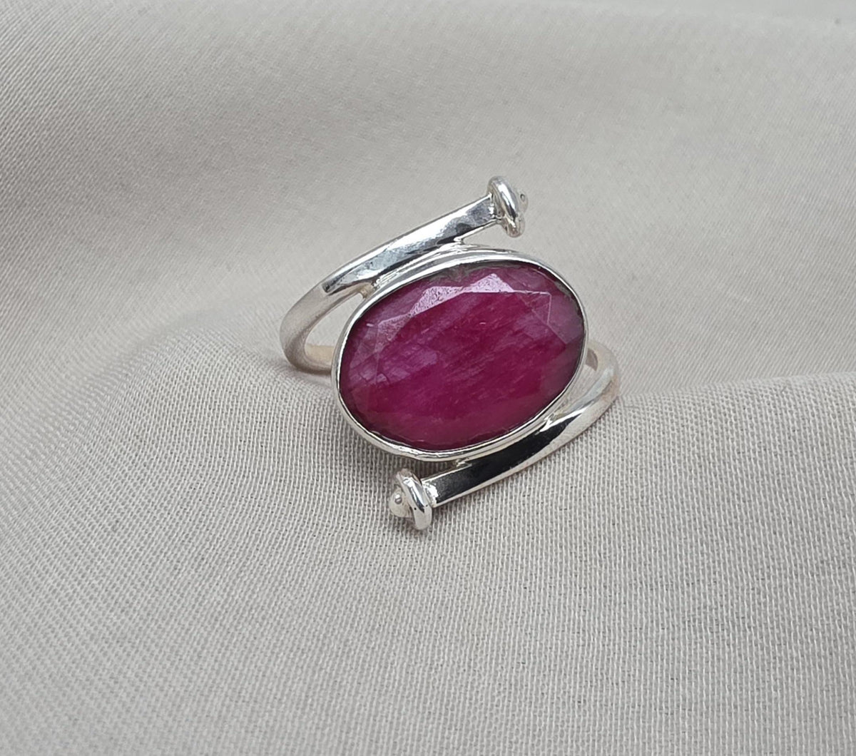 Natural Ruby Ring: Handmade 925 Sterling Silver Boho Statement Ring July Birthstone