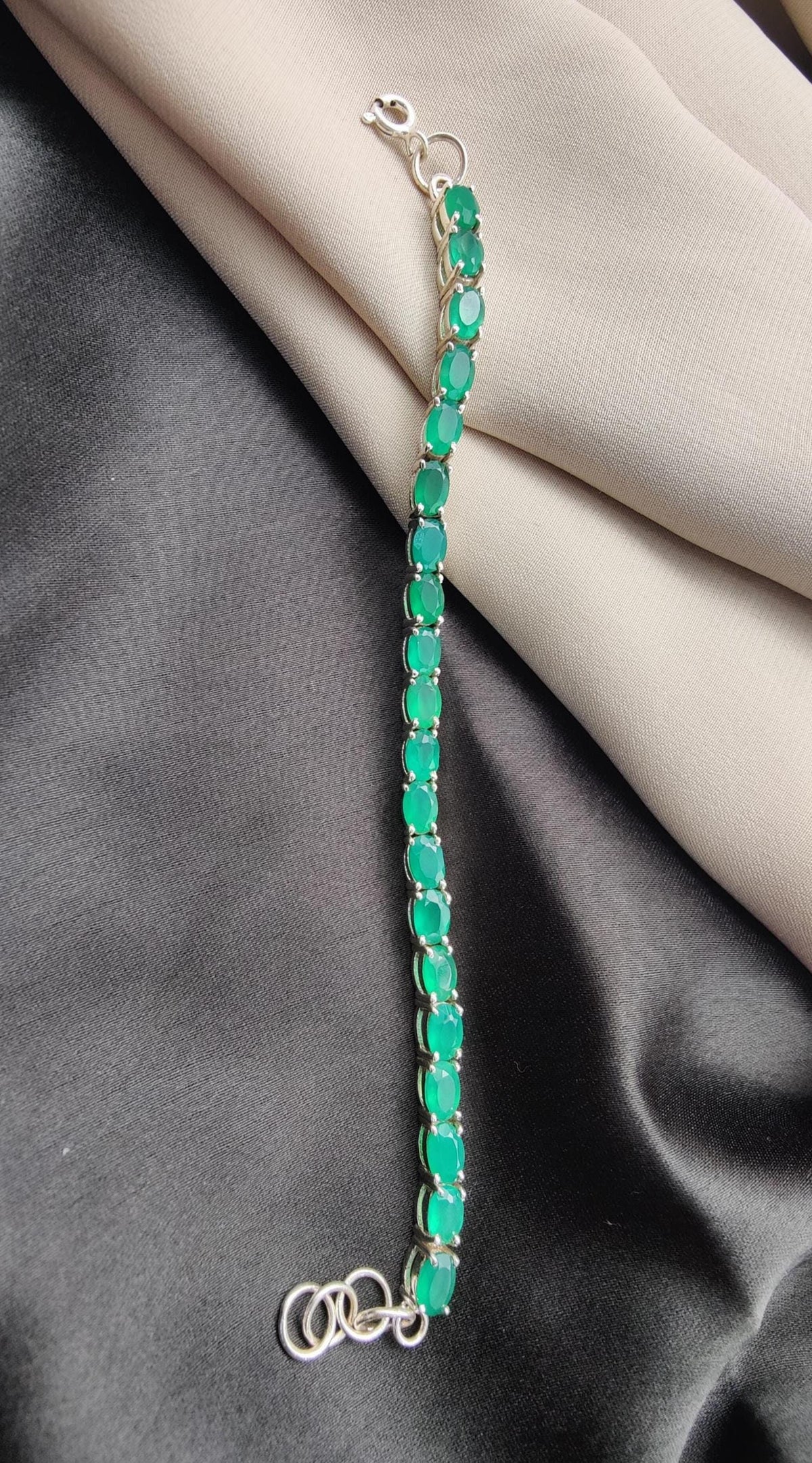 Green Onyx Tennis Bracelet: 925 Sterling Silver Gemstone Jewelry