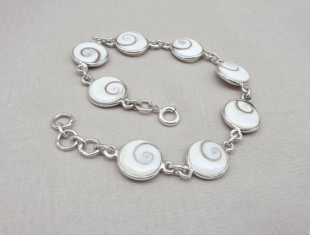 Shiva Eye Bracelet 925 Silver Shell Bracelet Spiritual Protection Jewelry Gift for Her
