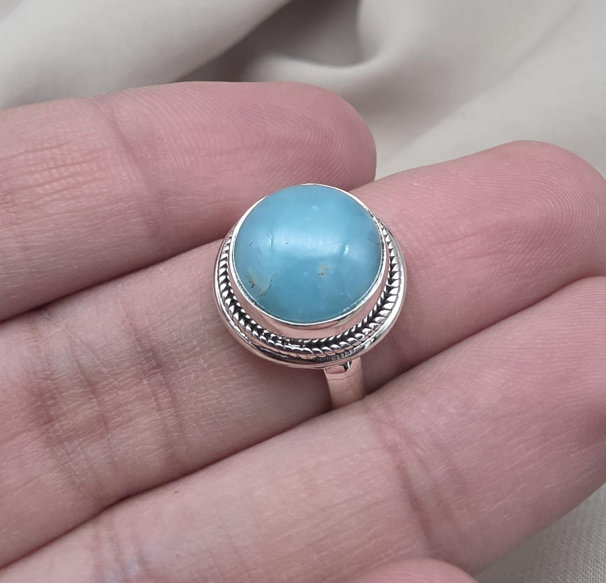 925 Sterling Silver Smithsonite Ring Natural Blue Gemstone Handmade Statement Ring
