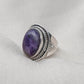 Natural Charoite 925 Sterling Silver Ring: Handmade Boho Gemstone Jewelry