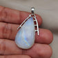 Rainbow Moonstone Pendant | 925 Sterling Silver Teardrop Necklace | June Birthstone | Intuition & Healing Crystal Jewelry