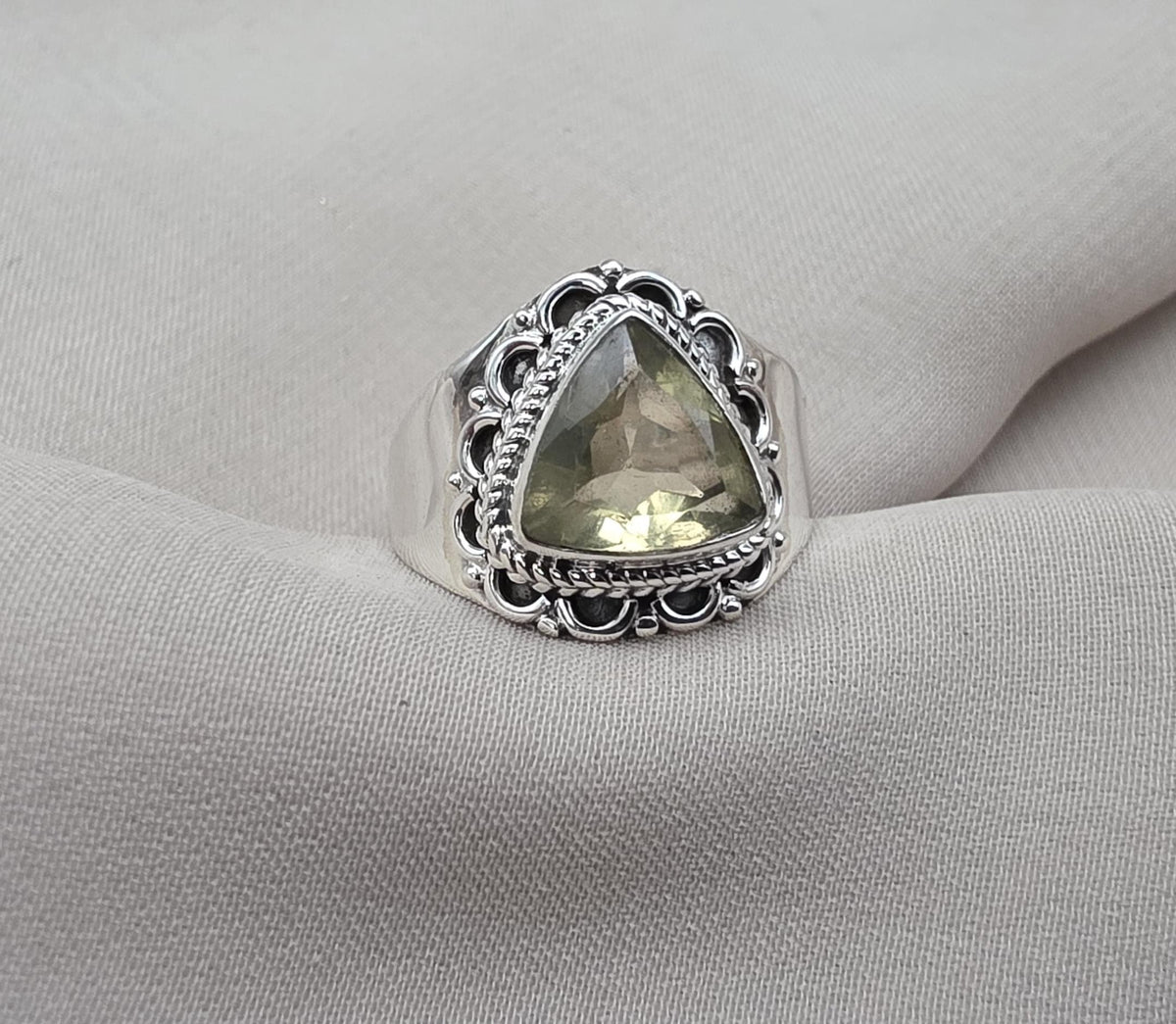 Lemon Quartz 925 Sterling Silver Ring: Handmade Boho Gemstone Jewelry