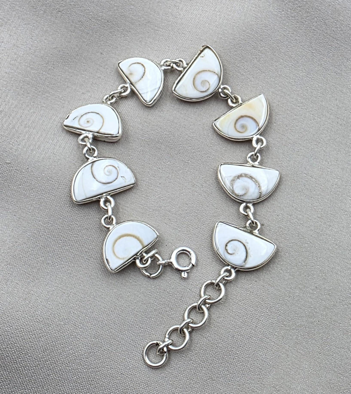 925 Sterling Silver Shiva Eye Shell Bracelet Link Bracelet Gemstone Jewelry Gift for Her