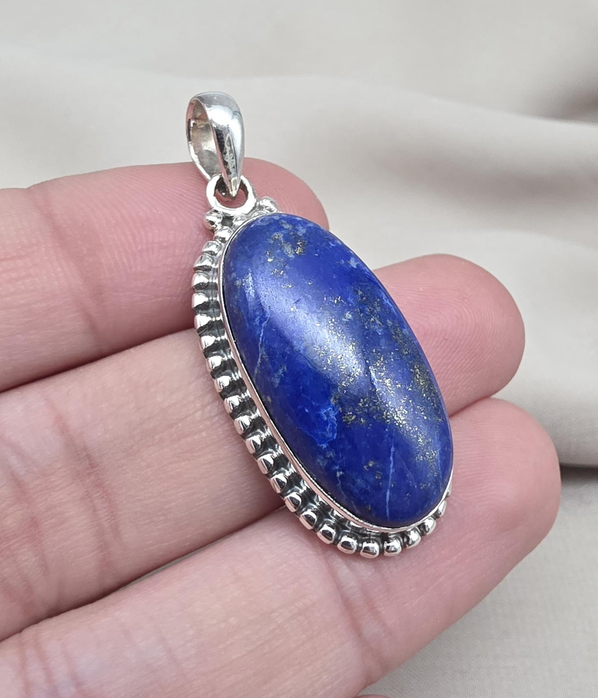 Lapis Lazuli Pendant 925 Sterling Silver September Birthstone Necklace Boho Jewelry Handmade Pendant