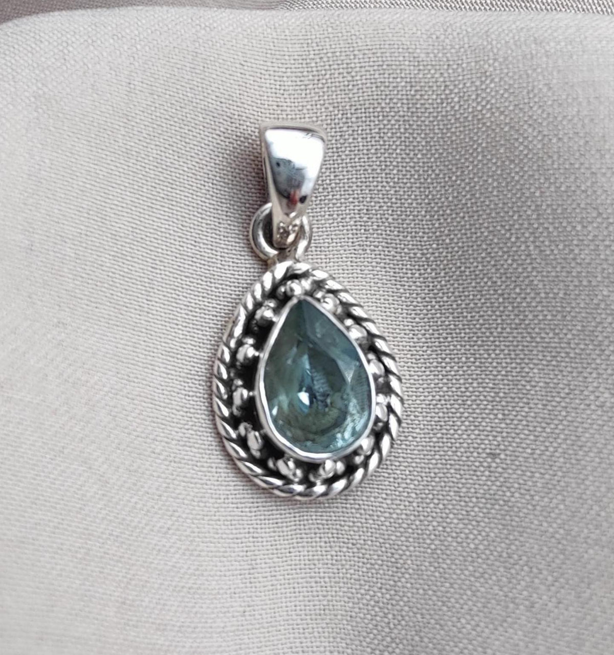 Sterling Silver Blue Topaz Pendant Necklace: December Birthstone Gift