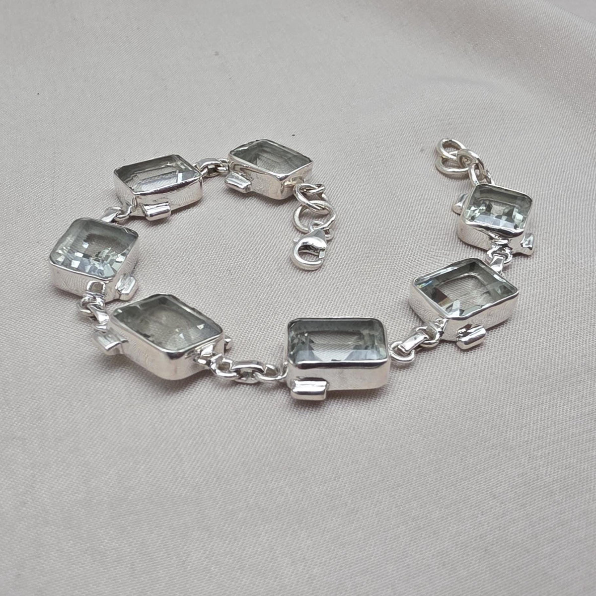 925 Sterling Silver Green Amethyst Bracelet Elegant Minimal Jewelry Gift for Her