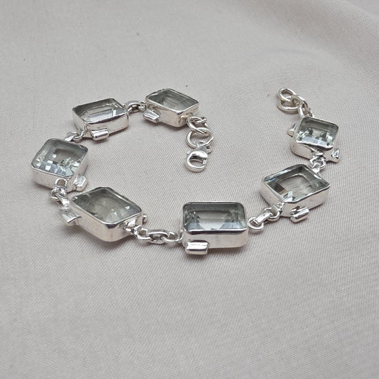925 Sterling Silver Green Amethyst Bracelet Elegant Minimal Jewelry Gift for Her