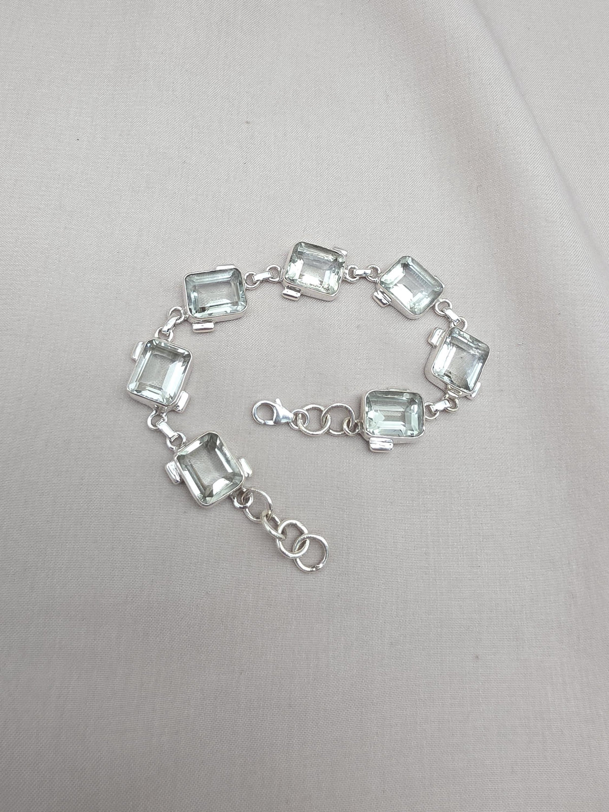 925 Sterling Silver Green Amethyst Bracelet Elegant Minimal Jewelry Gift for Her