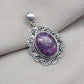 Purple Copper Turquoise Pendant: Sterling Silver Boho Statement Necklace
