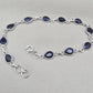 925 Sterling Silver Sapphire Bracelet Natural Blue Gemstone Pear Link Jewelry