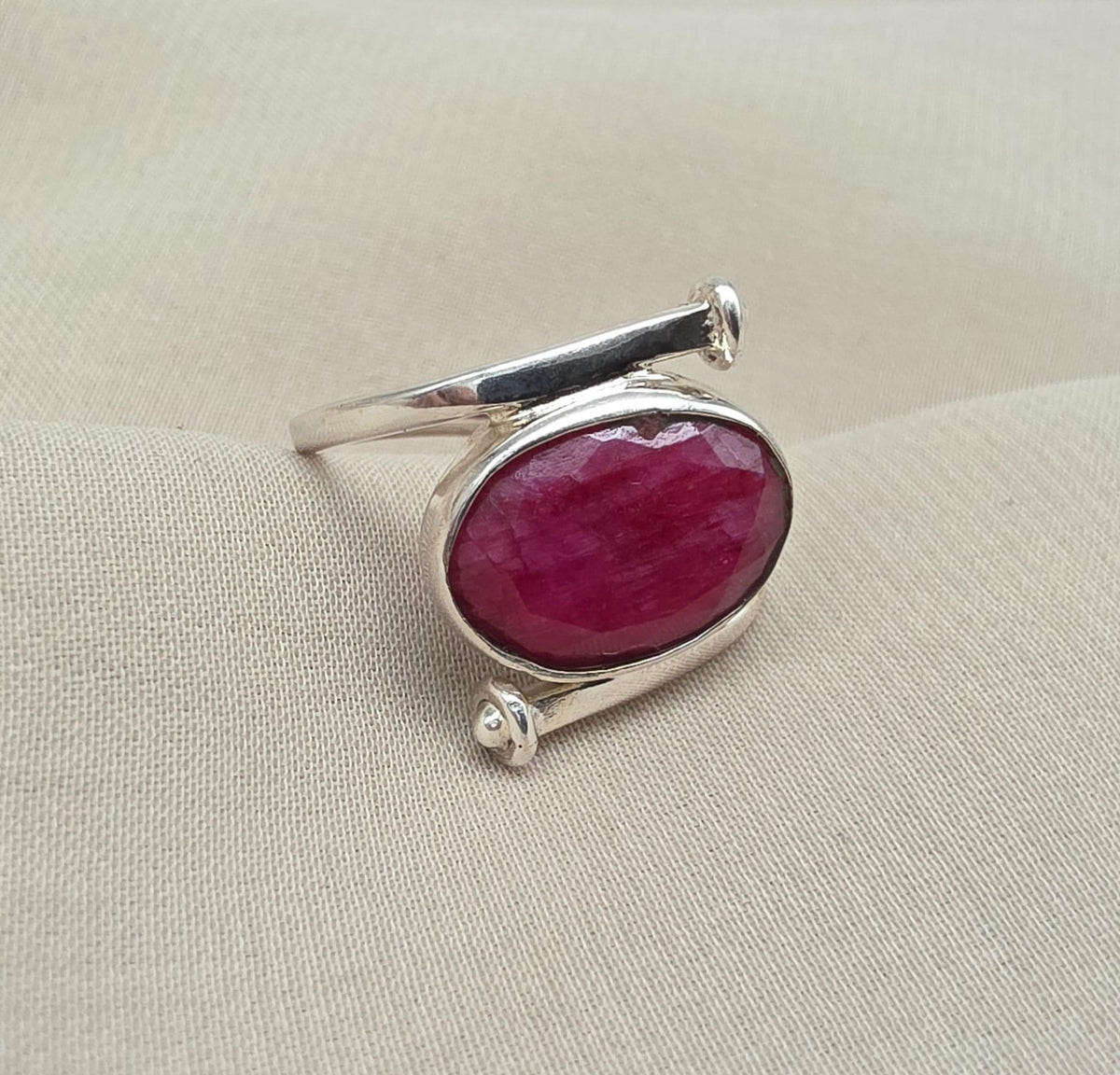 Natural Ruby Ring: Handmade 925 Sterling Silver Boho Statement Ring July Birthstone